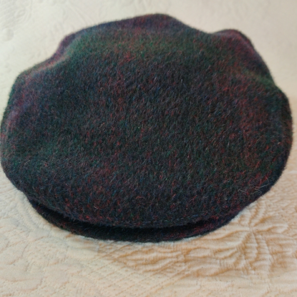Moessmer Mohair And Wool Burgundy / Black Newsboy Cap Made In Italy